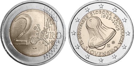 Slovakiet 2009 - Frihedens 20 års jubilæum - 2 euro mønt