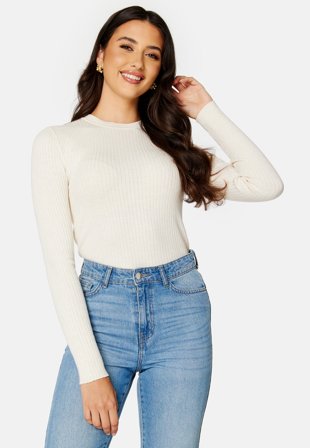 SELECTED Lydia New Rib LS Knit Birch Detail:Melange Klær