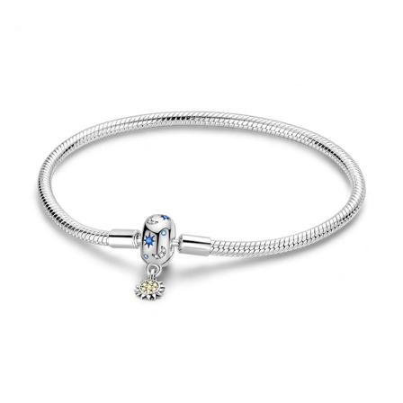 2024 925 Sterling Silver Luminous Butterfly Moon Armband Passar Original Pandora Charm Pärlor Diy Kvinnor Design Smycken För Kvinnor KTB068 17cm
