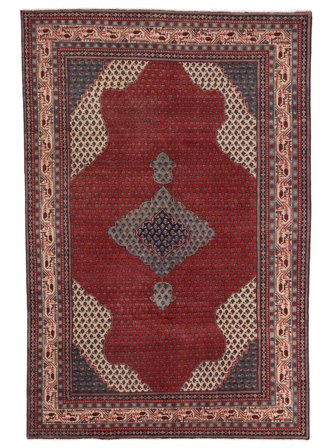 Sarouk Mir Rug Hand Knotted 219X325 Dark Red/Black Persia/Iran