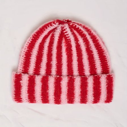 1 stk. Stribet Hue - Unisex Tyk Varm Hue, Ekstremt Blød Og Strækbar