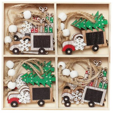 12 stk. træ juletræ hængende vedhæng ornament julemand snemand bil mønster jul fest diy hjem indretning, C