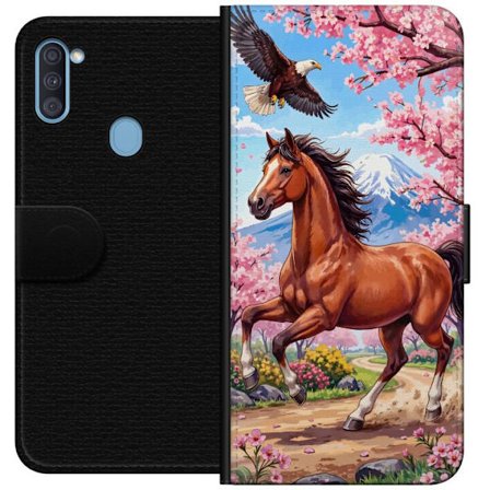 Yhteensopiva Lompakkokotelo Samsung Galaxy A11 Häst körsbär