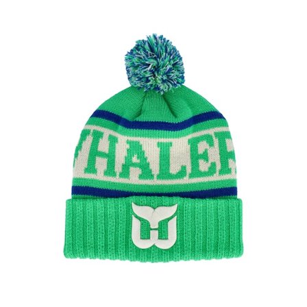 American Needle - NHL Vert pom Bonnet - Hartford Whalers Pillow Line Kelly Green/Ivory/Royal Pom @ Hatstore