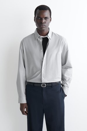 COS Men's Oxfordskjorta I Bomull in Grå