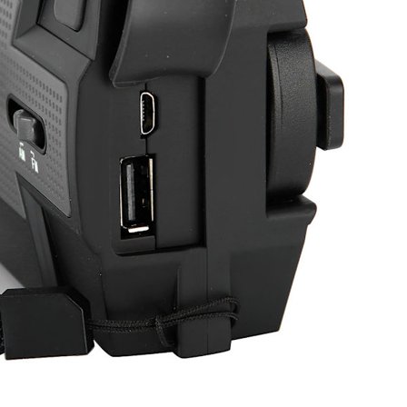 MD?090P Solcellsdriven Handvevsficklampa Väckarklocka Radio USB-laddning FM/AM/NOAA-band Svart US-version