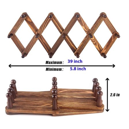 Vintage-tyylinen seinään kiinnitettävä taittuva naulakko, jossa on 13 pyöreää naulakkoa eteiseen, olohuoneeseen ja makuuhuoneeseen, 39 tuumaa