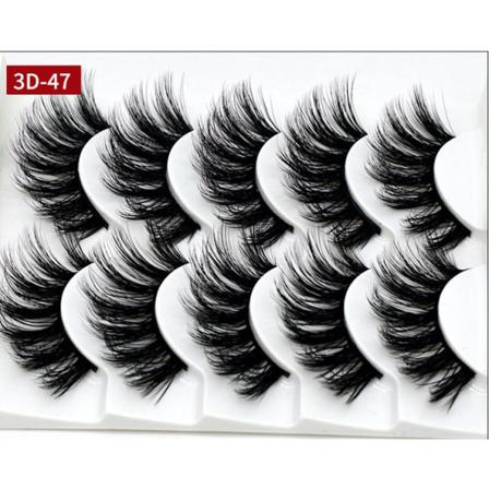 5-par Lösögonfransar - 3d Faux Mink G-47 Svart
