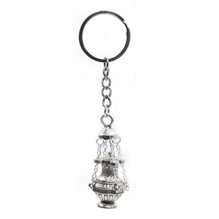 Kristna rökelsebrännare Nyckelring Rökelsekar Nyckelring Prydnad Charm för bil Kyrka Handväska Dekoration Souvenir Present