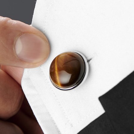 Silver-Tone Tiger's Eye Cufflinks for Men
