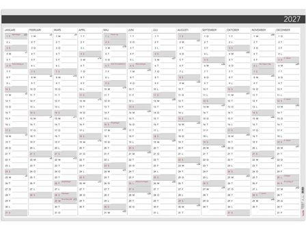 Burde Väggblad Elegant 2027 980x680mm - Lyreco - Almanackor och kalendrar - Väggkalendrar - Väggblad