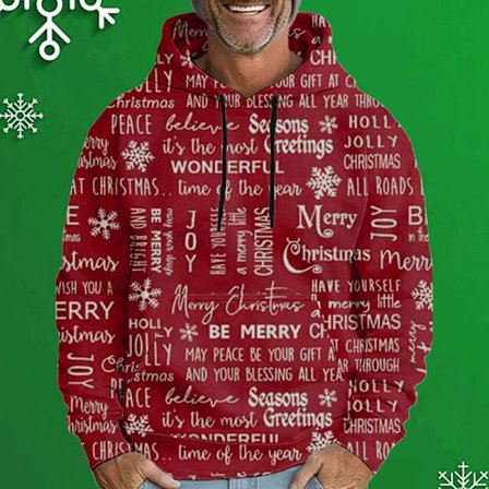 Rund hals genser Juleserie 3D-printet løs trendy pullover hettegenser for menn