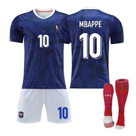 2026 VM Frankrig Hjemmebanehold #10 Kylian Mbappé Børne-/Voksenfodboldtrøjesæt (inklusive sokker)
