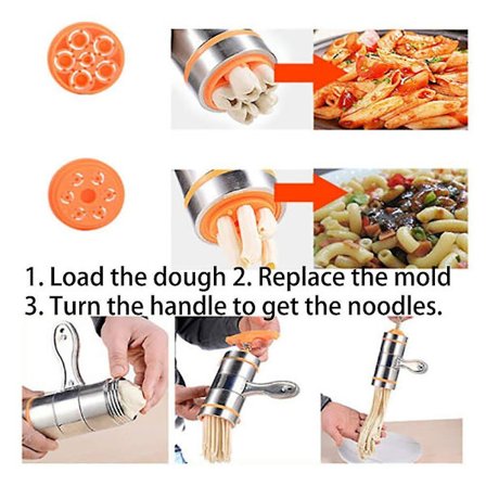 Rustfritt stål husholdning manuell pastamaskin Italia nudler presse maskin pastamaskin med 7 stk nudler mugg og pasta rack