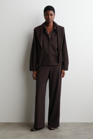 COS Women's Camicia In Velluto A Coste in Marrone