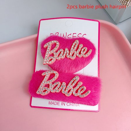 Modebrev Hjärta Hårnål Rosa Plysch Hårklämma Side Bang Cli