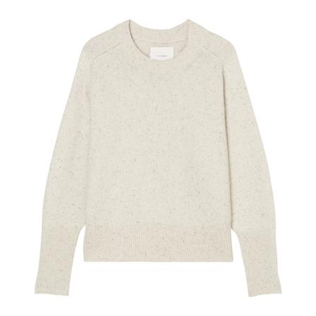 Marc O'Polo Cropped round neck knitted jumper Hvid, Dame Striktrøjer