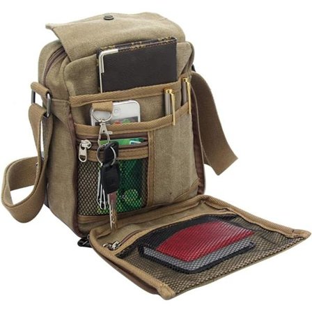 Messenger-väska för män Vintage Canvas Crossbody-väska Axelväska Fritid Semesterväska Satchel Messenger-väska Portabel