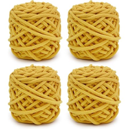 Stickgarn 4 x 100g Flerfärgad Stickgarn för Virkning, Mjuk Tjock Garn, Gult