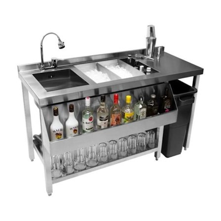 Professionel Cocktail Bar Station 135cm x 68cm Restaurant Café 304 Rustfrit Stål 67L