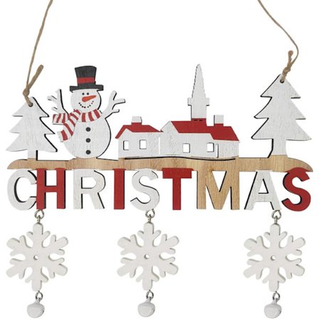 Juldekorationer i trä, julskylt dörrhängande