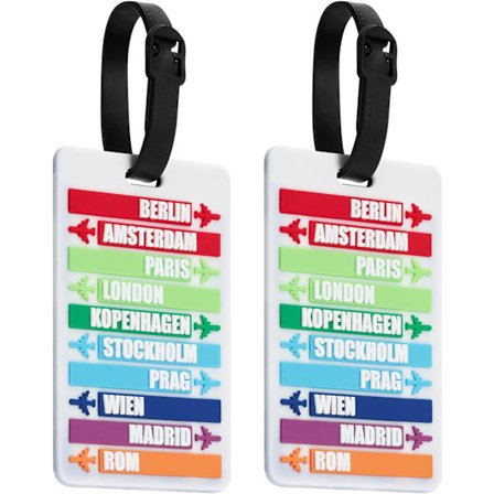 (Hvit by) Bagasjelapper 2-pakning, Bagasjelapper Koffert-ID La