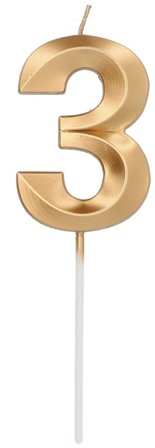 Sifferljus Guld metallic "0-9" Siffra 3