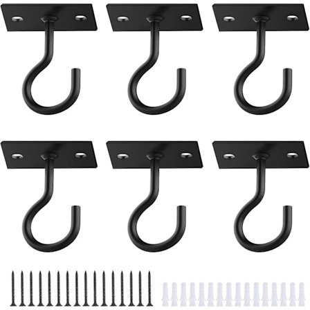 Loftkroge til hængende planter 6 stk. 6,35 cm Vægmonterede plantekroge Metal Plant Hænger Indendørs til hængende lanterner, fuglefoder, blomsterkurv