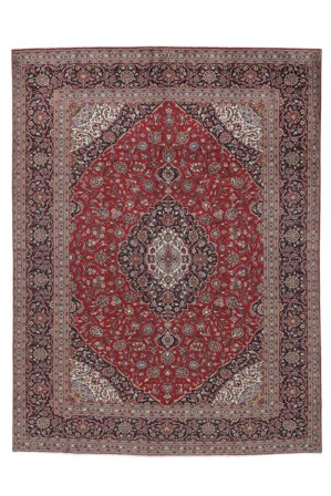 Hand Knotted Keshan Rug 294X394 Wool Dark Red/Brown Large