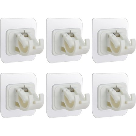 Stangbrakett 6 stk, Justerbar Selvklebende Støtte Stang, Ingen Boring