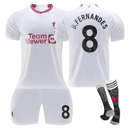 Mordely 2023/24 Manchester United Third Shirt #8 B.Fernanders Fotbollströja Kits 24(130-140CM)