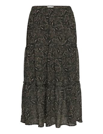 Recycled Polyester Skirt Knelangt Skjørt Grønn Rosemunde