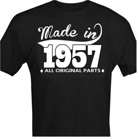 Svart T-shirt med design - Made in 1957 - All original parts
