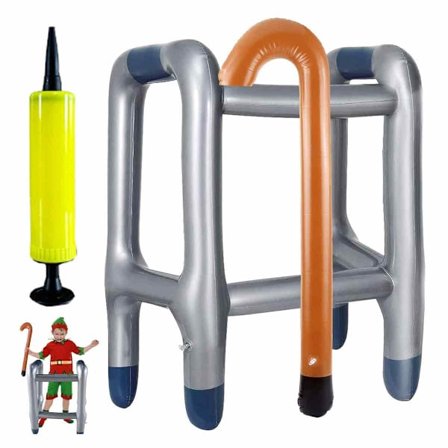 Oppustelig gåstol, oppustelig gåhjælp, oppustelig stok til karneval, fødselsdagskarneval, cosplay inkl. pumpe