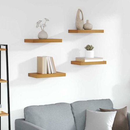 Väggmonterad hylla - steghylla Vidaxl Vägghylla 4 st Brun 40 x 23,5 x 4 cm Ingenjörsträ