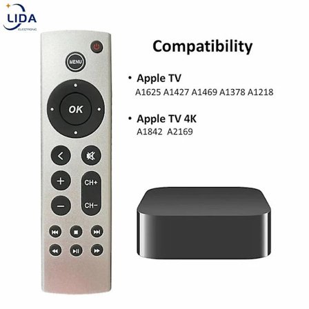 Universal ersättningsfjärrkontroll passar för Apple TV-fjärrkontroll 4k/ Hd A2169 A1842 A1625 A1427 A1469 A1378 A1218 utan röst