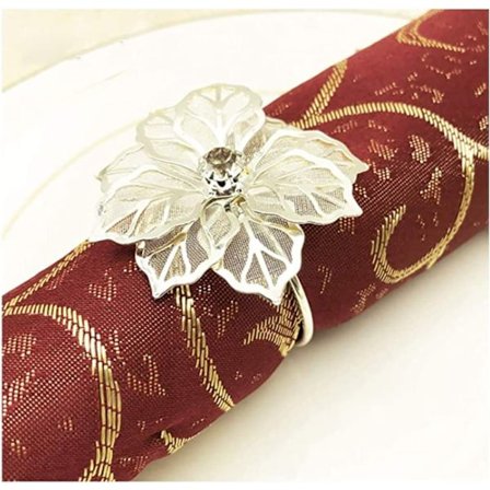 (Blomst-Sølv) Serviettringer og -holdere, 1 stk. Serviettring i metall