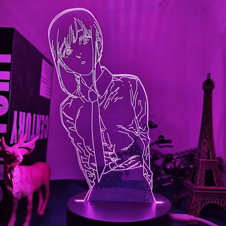 3D LED-nattlampa Anime Chainsaw Man Makima för sovrumsdekoration