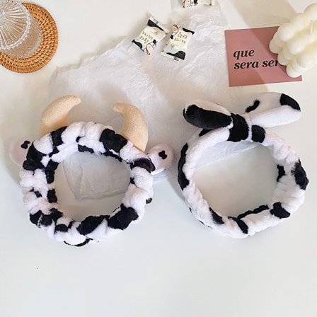 2 stk. plysjpannebånd ku-formede pannebånd for å holde varmen om vinteren