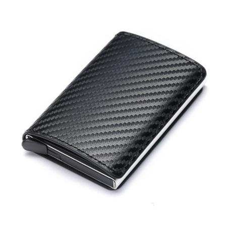Mænds Kortpung RFID Automatisk Pop-Up Kort Kreditkortboks Metal Anti-Magnetisk Kortpung PU Pengeclips Kortdækning Carbon fiber silver box