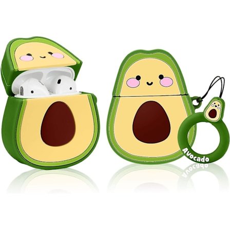 Kompatibel med Airpods 1/2 søtt etui, tegneseriefigur silikon frukt Airpod designer skin Kawaii morsomt kult nøkkelring design deksel barn tenåringer 