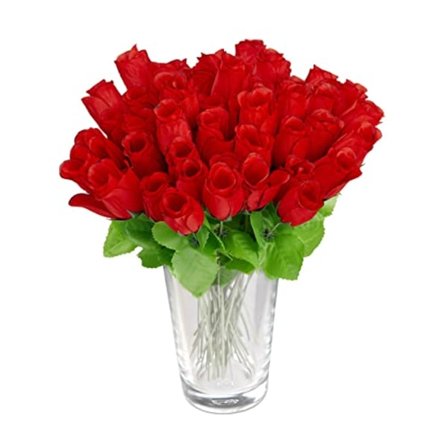artificial red roses, artificial decorative flowers, 48 x with stems and foliage, H: 26 cm, red