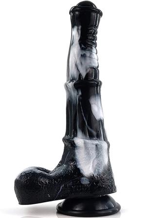 Equinus Dildo Black/White 24,5 cm Dragon dildo - Blushme.se