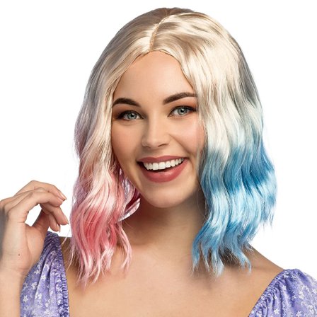 Trefärgad Vågig Peruk