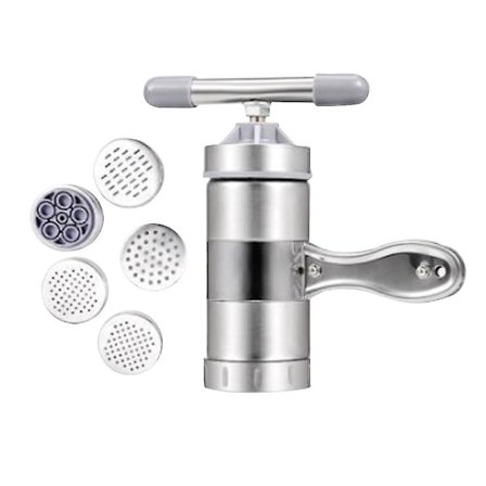 Rustfritt stål manuell nuddelmaskin nudler presse maskin pasta maker (5 nuddelformer)