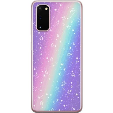 Kompatibelt Mobildeksel til Samsung Galaxy S20 Rainbow-farget pastellbakgrunn med hvite stjerner og gnistrende prikker i myk overgang