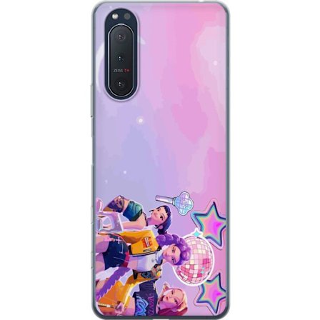 Kompatibelt Mobildeksel til Sony Xperia 5 II Futuristiske popidoler i neonfarger med discoelementer, stjerner og pastellfarget romhimmel.