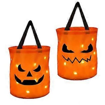 2 stk. LED Lys Halloween Slikposer 12*10in Halloween Trick-or-Treat Pose til Drenge og Piger (Style 1)