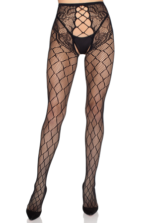 Leg Avenue: Net Tights With Crotchless Panty - Vuxen: Lingerie & undertøy