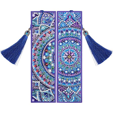 (2 kpl) Timanttikirjonta kirjanmerkkisetti nahkatupsulla, 5